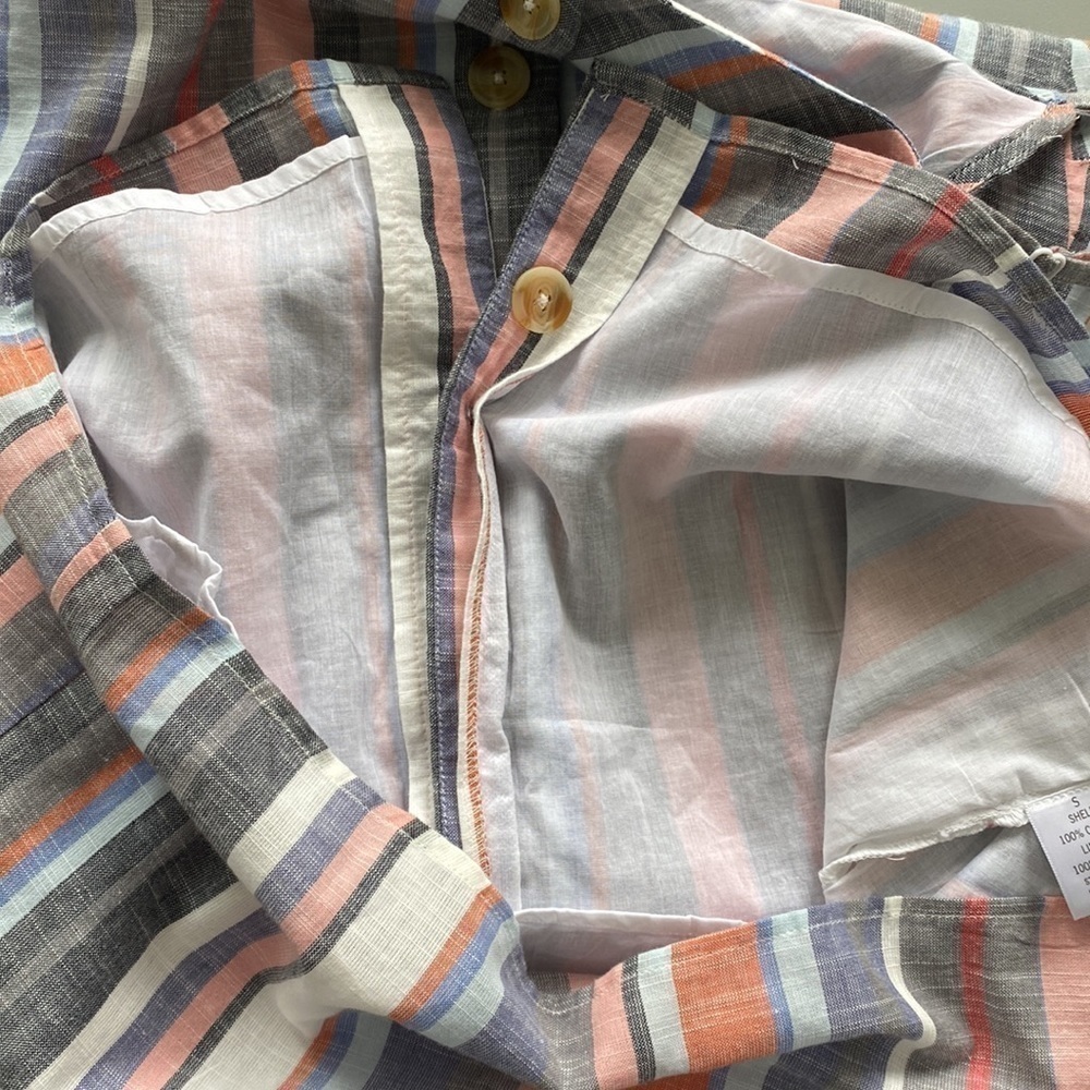 FRANCESCA’S Blue Rain Maya Button Down 100% Cotton Stripped Dress Size Small - Picture 14 of 16